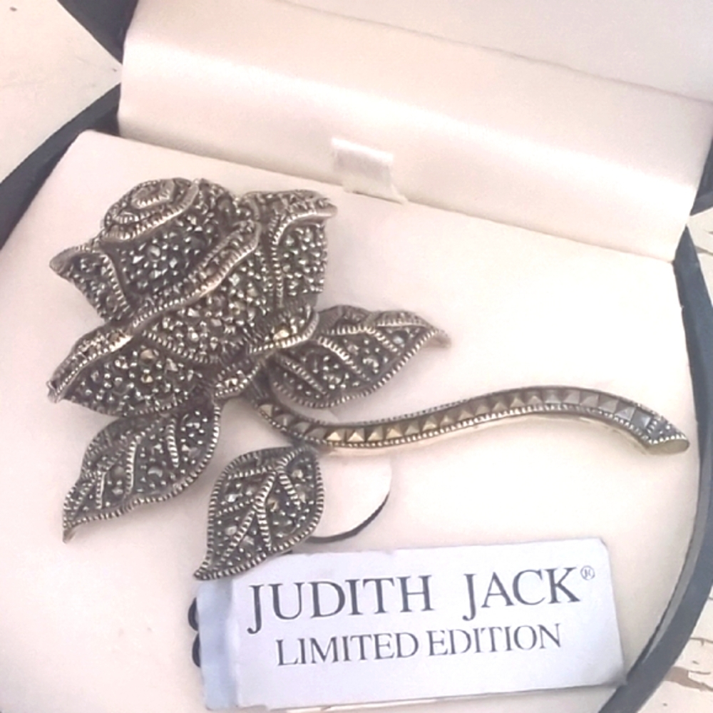 Vintage "Judith Jack" Retired Limited Sterling Silver Marcasite 🌹 - Picture 7 of 11